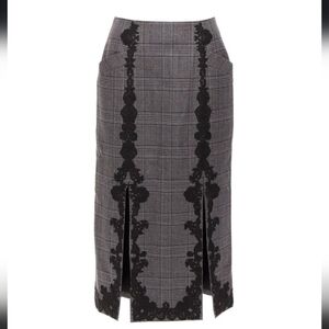 Designer JONATHAN SIMKHAI Houndstooth Skirt With Lace Trim Size 6